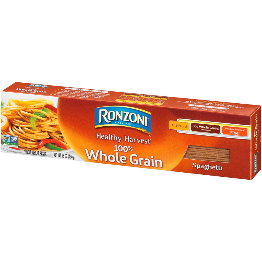 slide 3 of 8, Ronzoni Healthy Harvest 100% Whole Grain Spaghetti Pasta, 16 oz