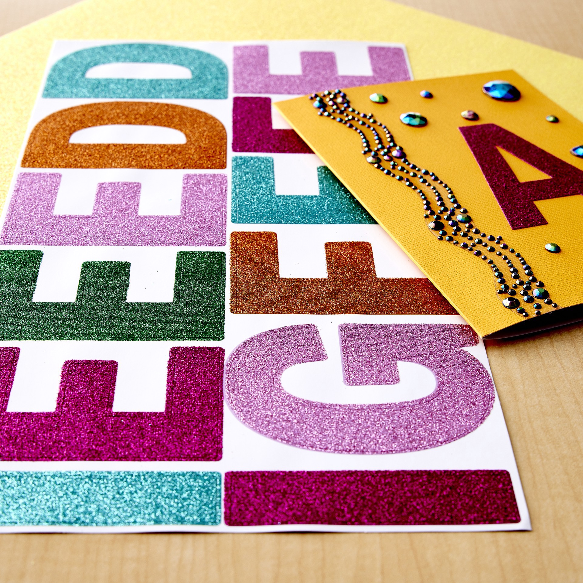 slide 5 of 5, Multicolor Glitter Alphabet Stickers By Recollections, 3.25 in