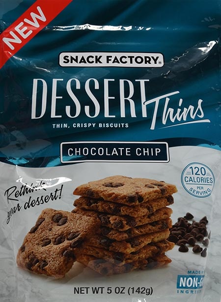 slide 1 of 1, Snack Factory Chocolate Chip Dessert Thins, 5 oz