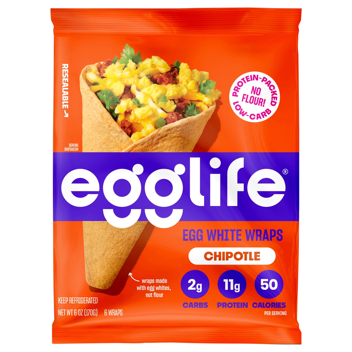 slide 1 of 13, Egglife Chipotle Egg White Wraps - 6 ct, 6 count