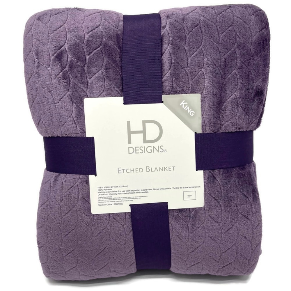 slide 1 of 1, HD Designs Etched Blanket - Purple, King Size