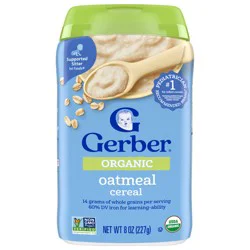 Gerber Organic Stage 1 Baby Food, Oatmeal Cereal, 8 oz Canister