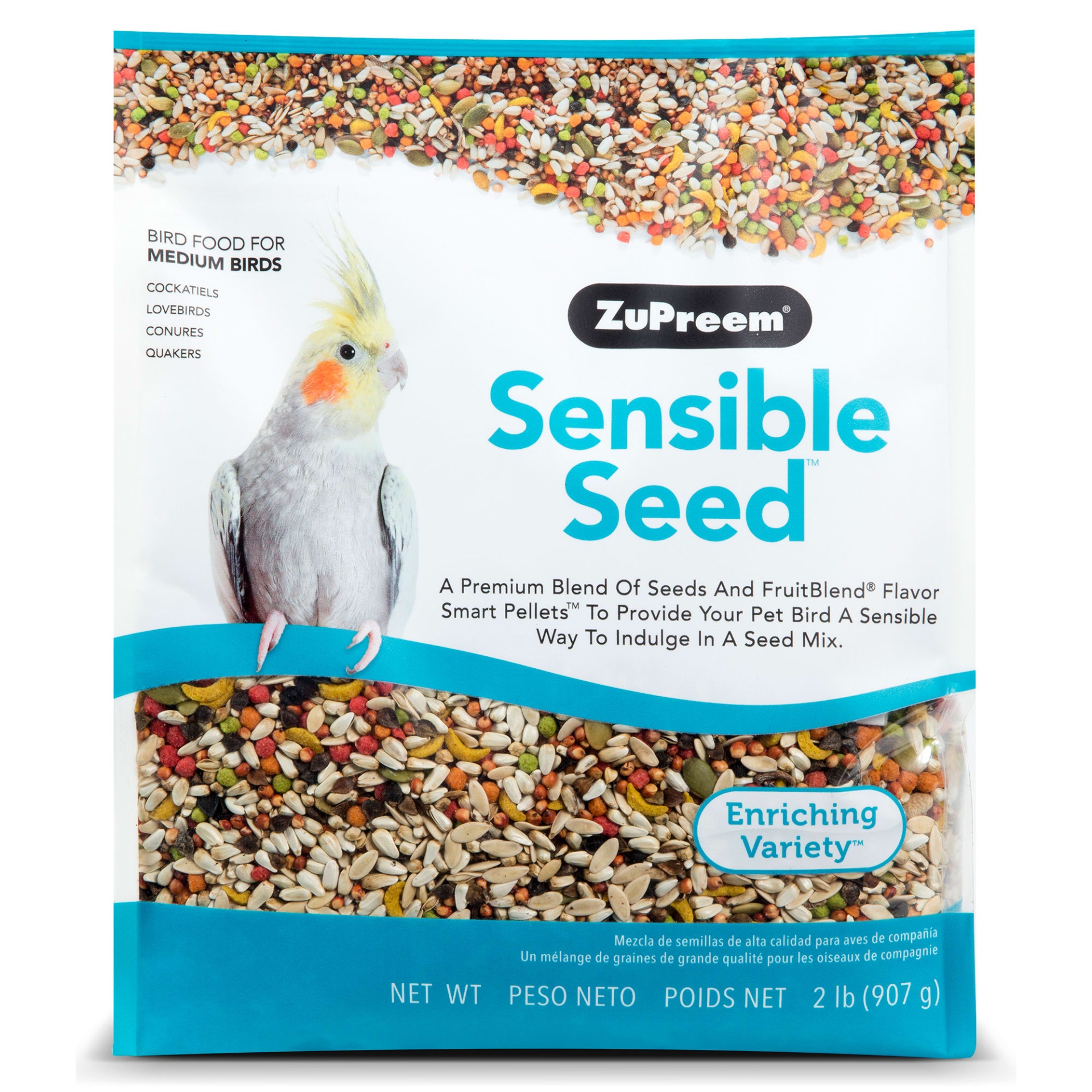 slide 1 of 1, ZuPreem Sensible Seed Bird Food for Medium Birds, 2 lbs., 2 lb
