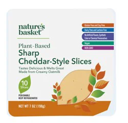 Nature's Basket Plant-Based Sharp Cheddar-Style Slices, 10 Slices