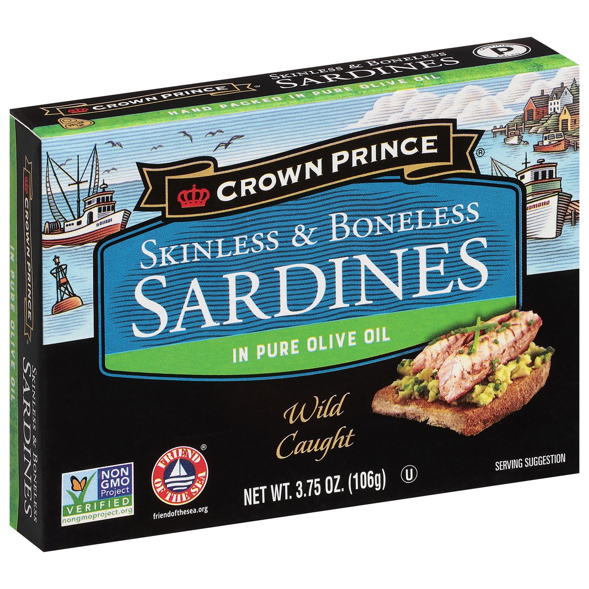 slide 4 of 9, Crown Prince Skinless & Boneless Sardines in Pure Olive Oil 3.75 oz, 3.75 oz