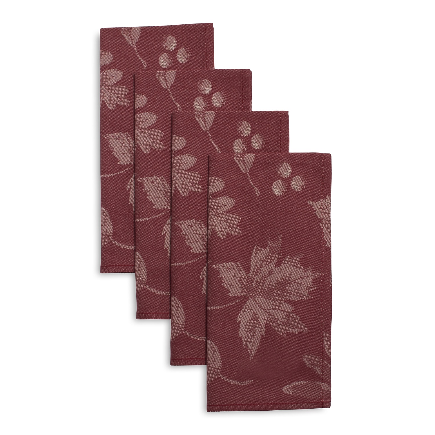 slide 1 of 1, Sur La Table Fall Leaf Jacquard Napkins, Red, 4 ct