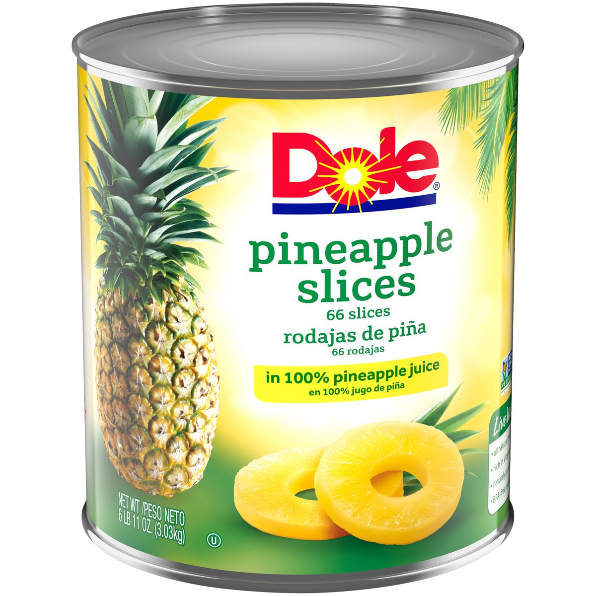 slide 2 of 9, Dole Pineapple Slices in 100% Pineapple Juice 6.68 lb. Can, 6.68 lb