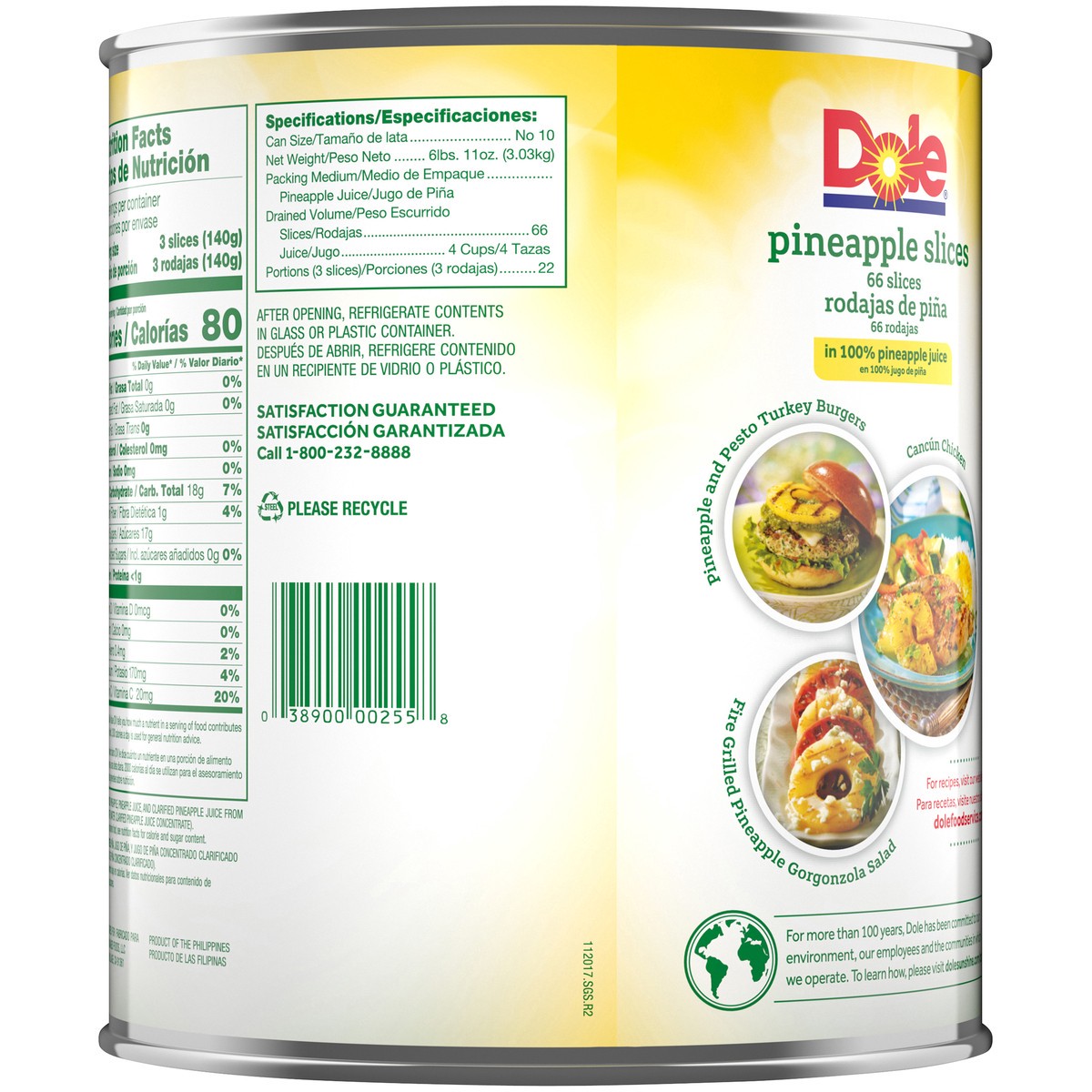 slide 5 of 9, Dole Pineapple Slices in 100% Pineapple Juice 6.68 lb. Can, 6.68 lb