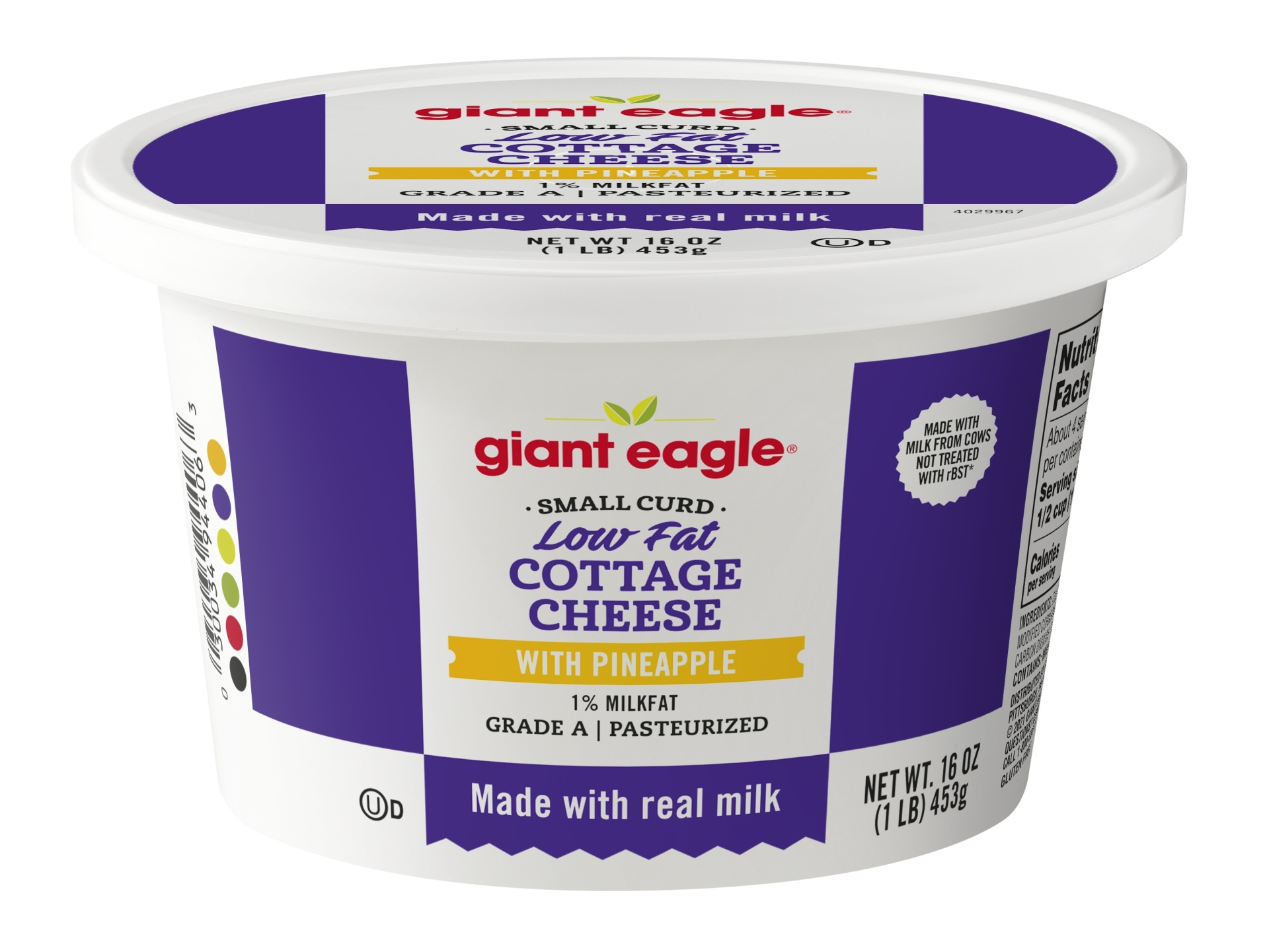 slide 1 of 1, Giant Eagle Cottage Cheese, With Pineapple, Small Curd, Low Fat, 16 oz