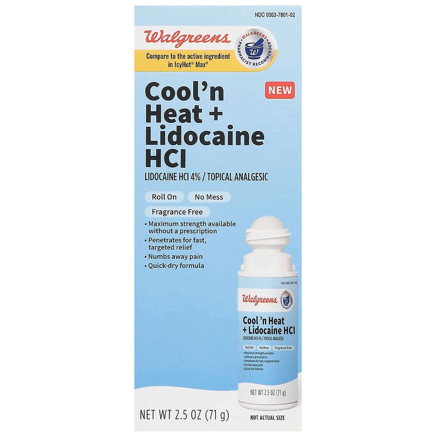 slide 1 of 3, Walgreens Cool And Heat Lidocaine Roll On, 2.5 oz