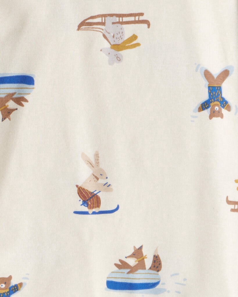 slide 5 of 5, Carter's Carters Toddler Boy Woodland Print Cotton Long-Sleeve Snug Fit 4-Piece Pajamas - White/Blue White/Blue 5T, 4 pc