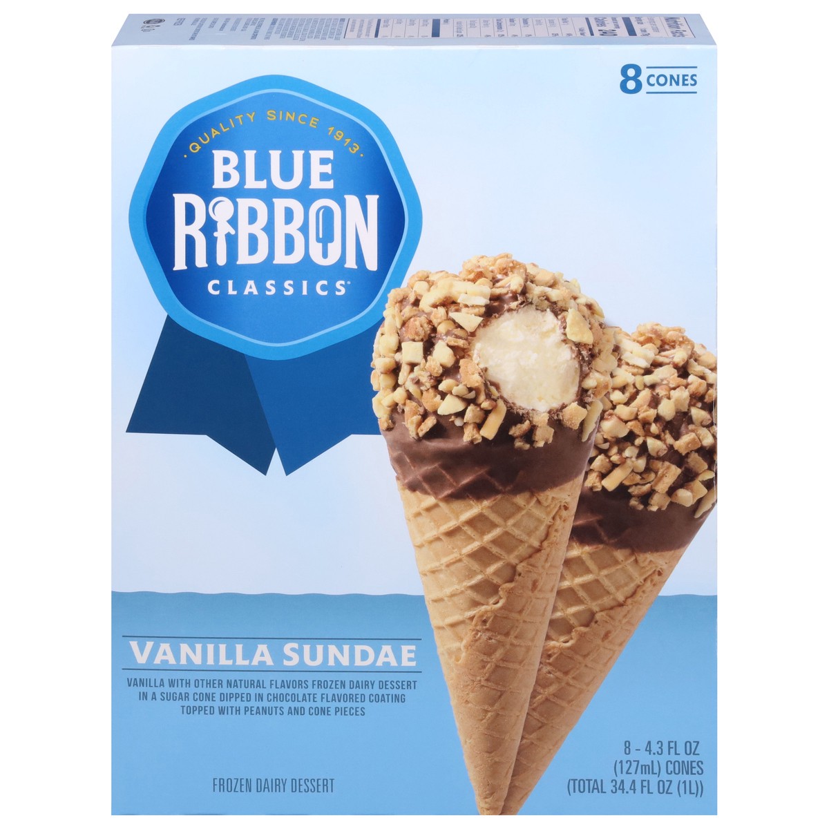 slide 1 of 11, Blue Ribbon Classics Vanilla Sundae Cone, 34.40 fl oz