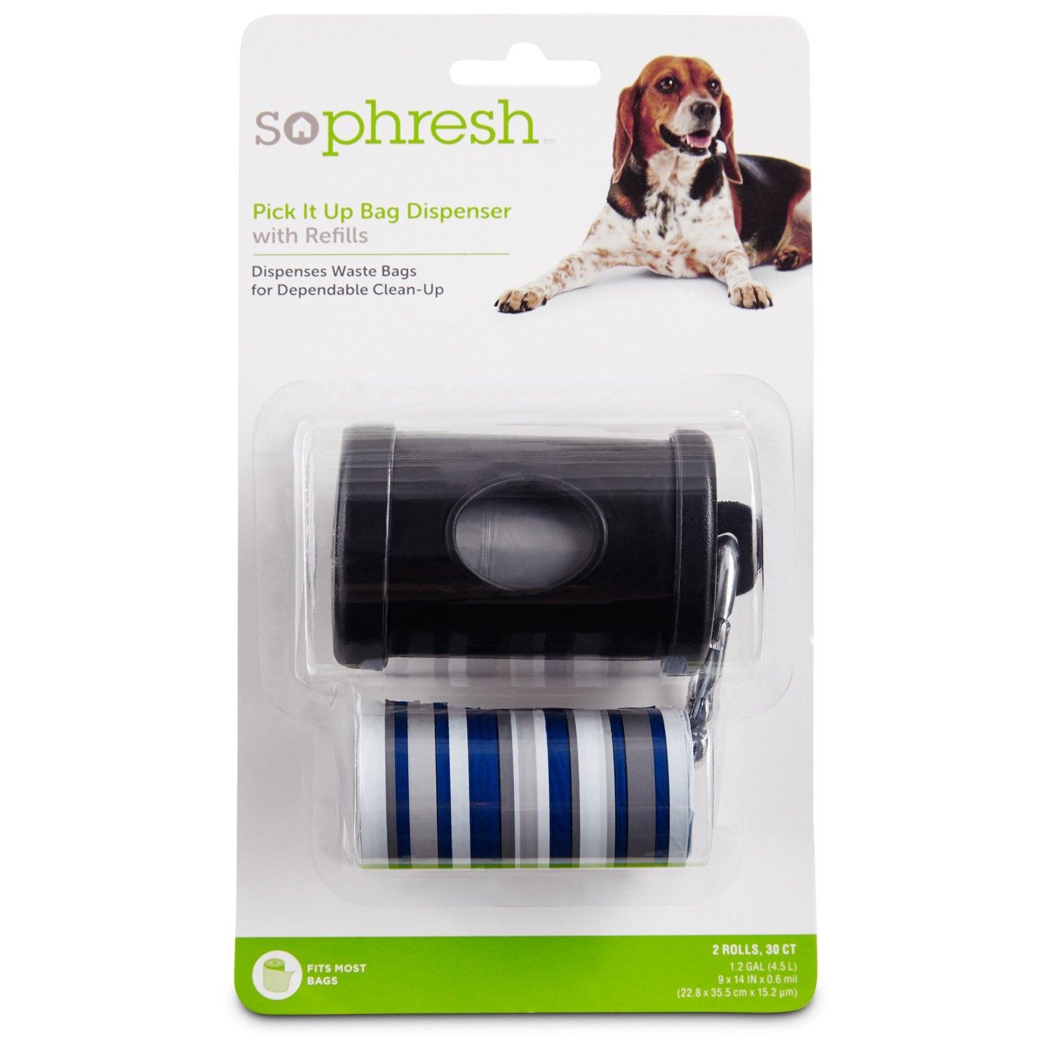 slide 1 of 1, So Phresh Pick It Up Black Dog Bag Dispenser with Refill, 1 ct