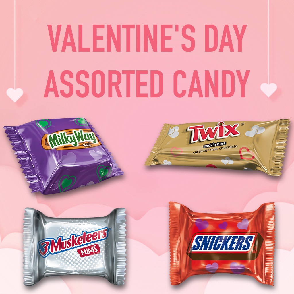 slide 8 of 8, Mixed SNICKERS, TWIX & More Assorted Chocolate Valentine Day Candy, 9.76 oz/32ct, 9.76 oz