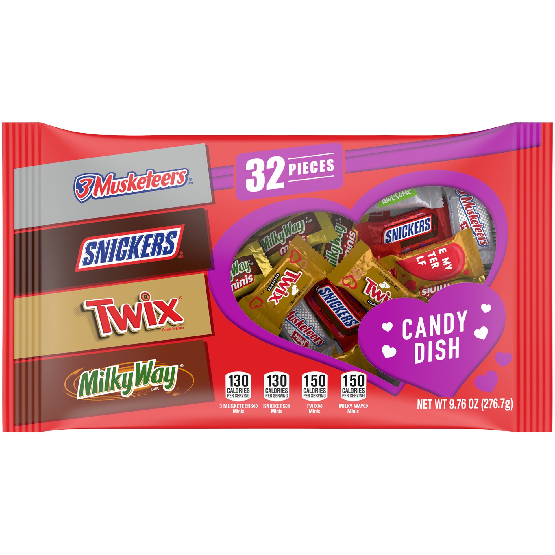 slide 1 of 8, Mixed SNICKERS, TWIX & More Assorted Chocolate Valentine Day Candy, 9.76 oz/32ct, 9.76 oz