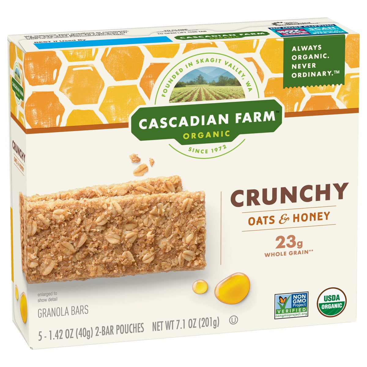 slide 2 of 13, Cascadian Farm Organic Crunchy Oats & Honey Granola Bars 5 ea, 10 ct; 1.42 oz