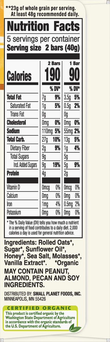 slide 13 of 13, Cascadian Farm Organic Crunchy Oats & Honey Granola Bars 5 ea, 10 ct; 1.42 oz