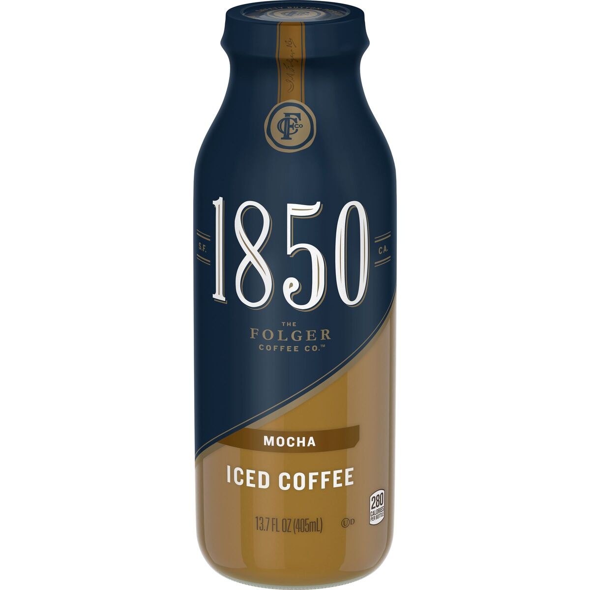 slide 1 of 9, Folgers 1850 Mocha Iced Coffee, 13.7 fl oz
