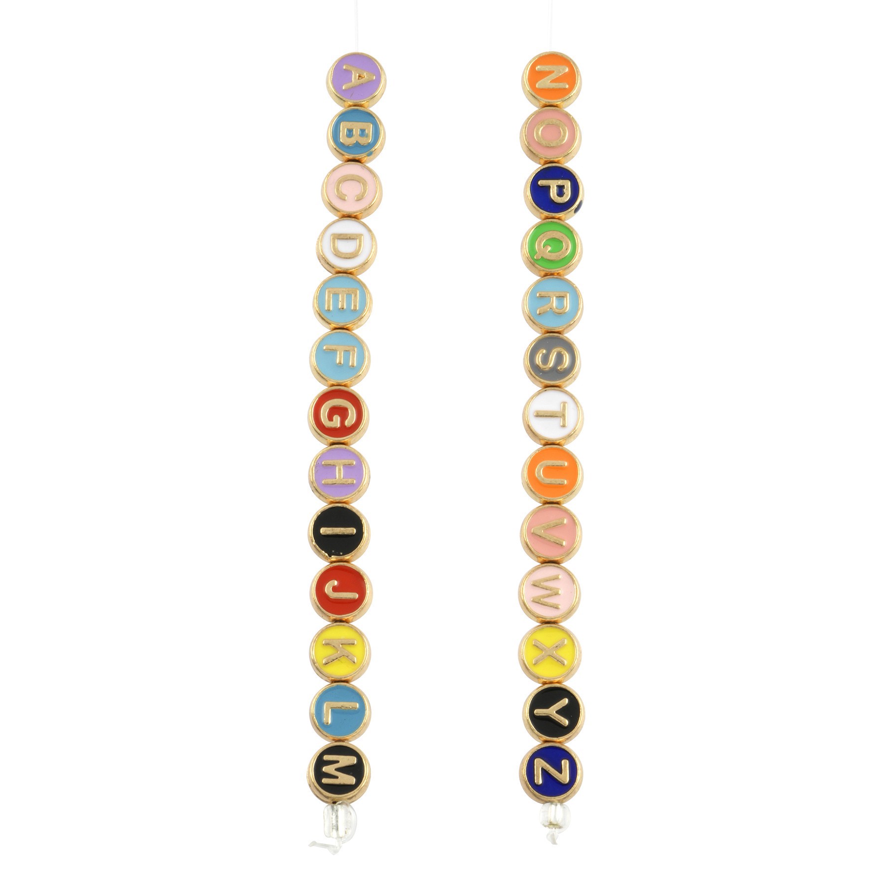 slide 2 of 3, Multicolor & Gold Alphabet Disc Beads, 8mm By Bead Landing, 8mm