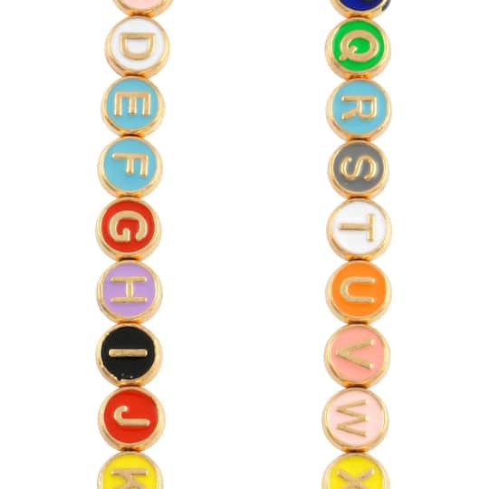 slide 1 of 3, Multicolor & Gold Alphabet Disc Beads, 8mm By Bead Landing, 8mm