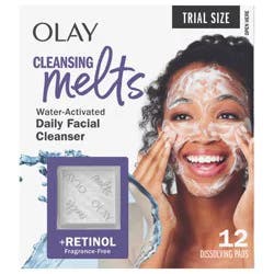 Olay Cleansing Melts + Retinol Face Cleanser, 12ct, Water-Activated Face Wash Cleans, Tones, and Refreshes Skin