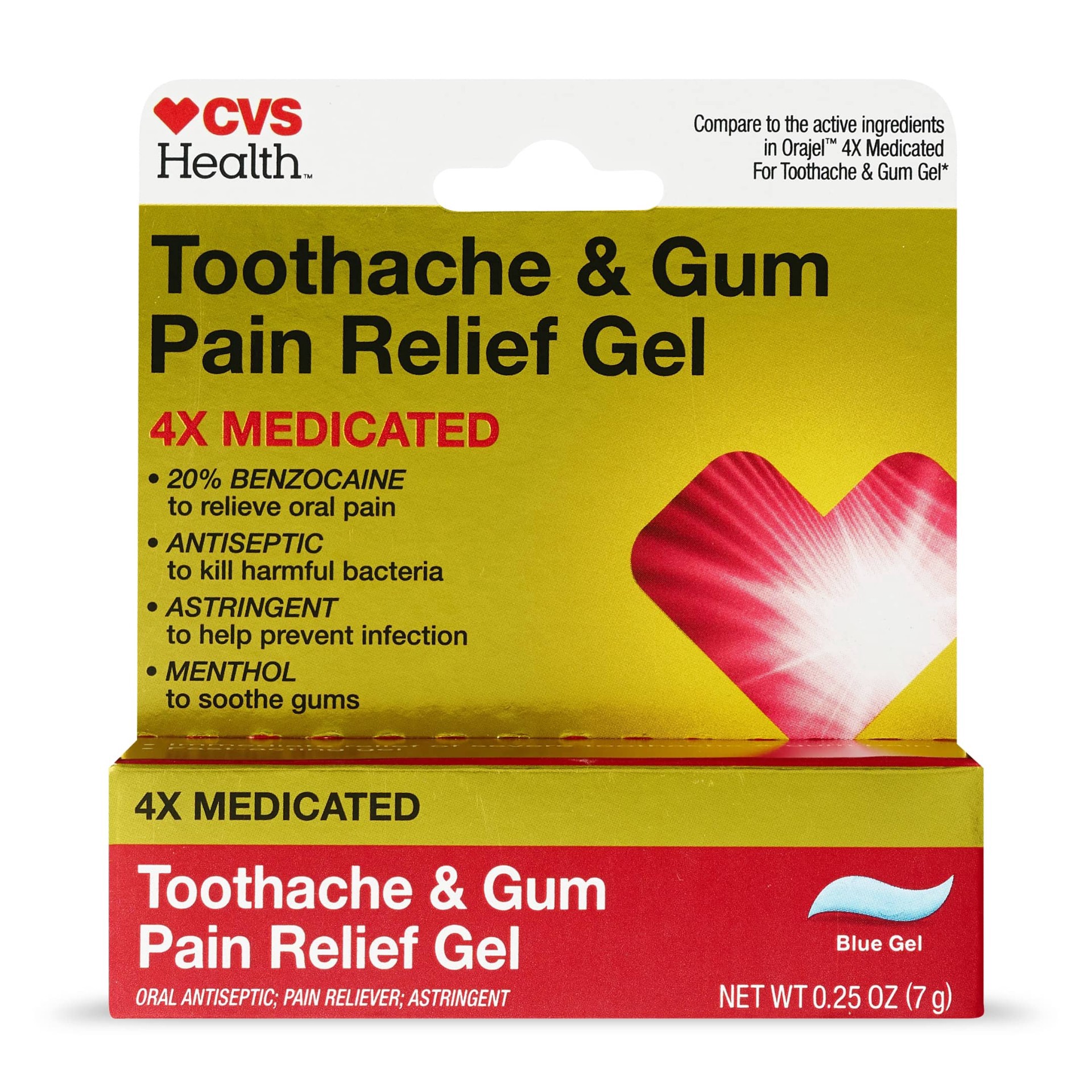 slide 1 of 1, CVS Health Severe Toothache & Gum Relief Gel, Triple Medicated, 0.25 Oz, 1 ct