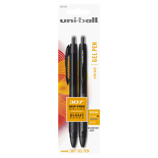 slide 1 of 1, uni-ball Gel Retractable Black Pens, 2 ct