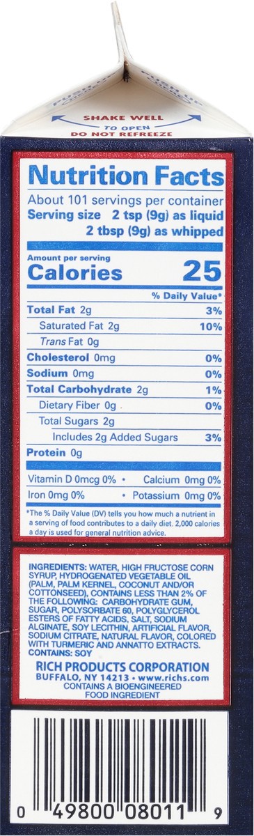 slide 6 of 9, Rich's Non-Dairy Whip Topping 32 oz, 32 oz