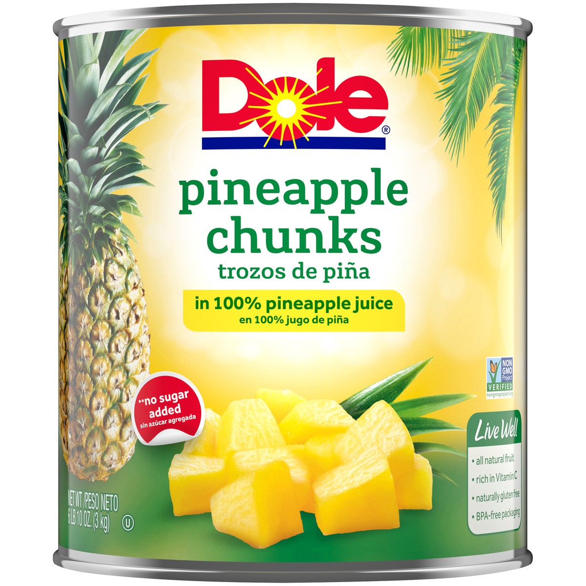 slide 1 of 10, Dole Pineapple Chunks in 100% Pineapple Juice 6.62 lb. Can, 6.62 lb