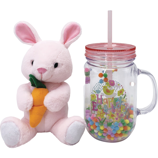 slide 1 of 1, CREATIVE HOME Plastic Mason Jar W Bunny Gift Set, 1 ct