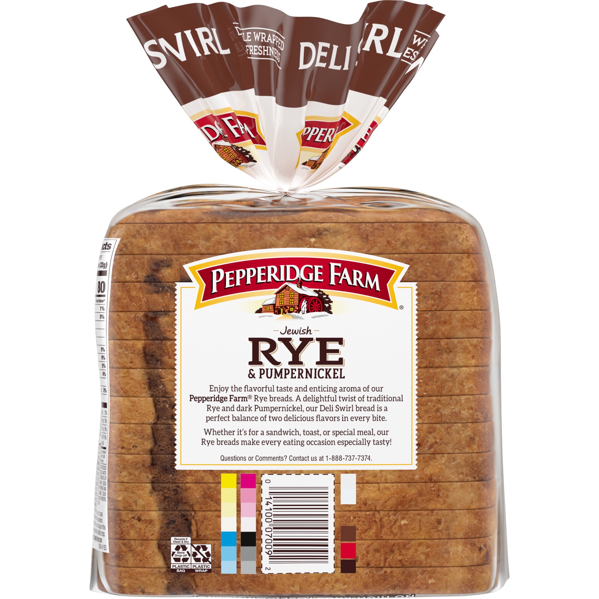 slide 2 of 5, Pepperidge Farm Jewish Rye & Pumpernickel Deli Swirl Bread, 16 oz. Bag, 16 oz