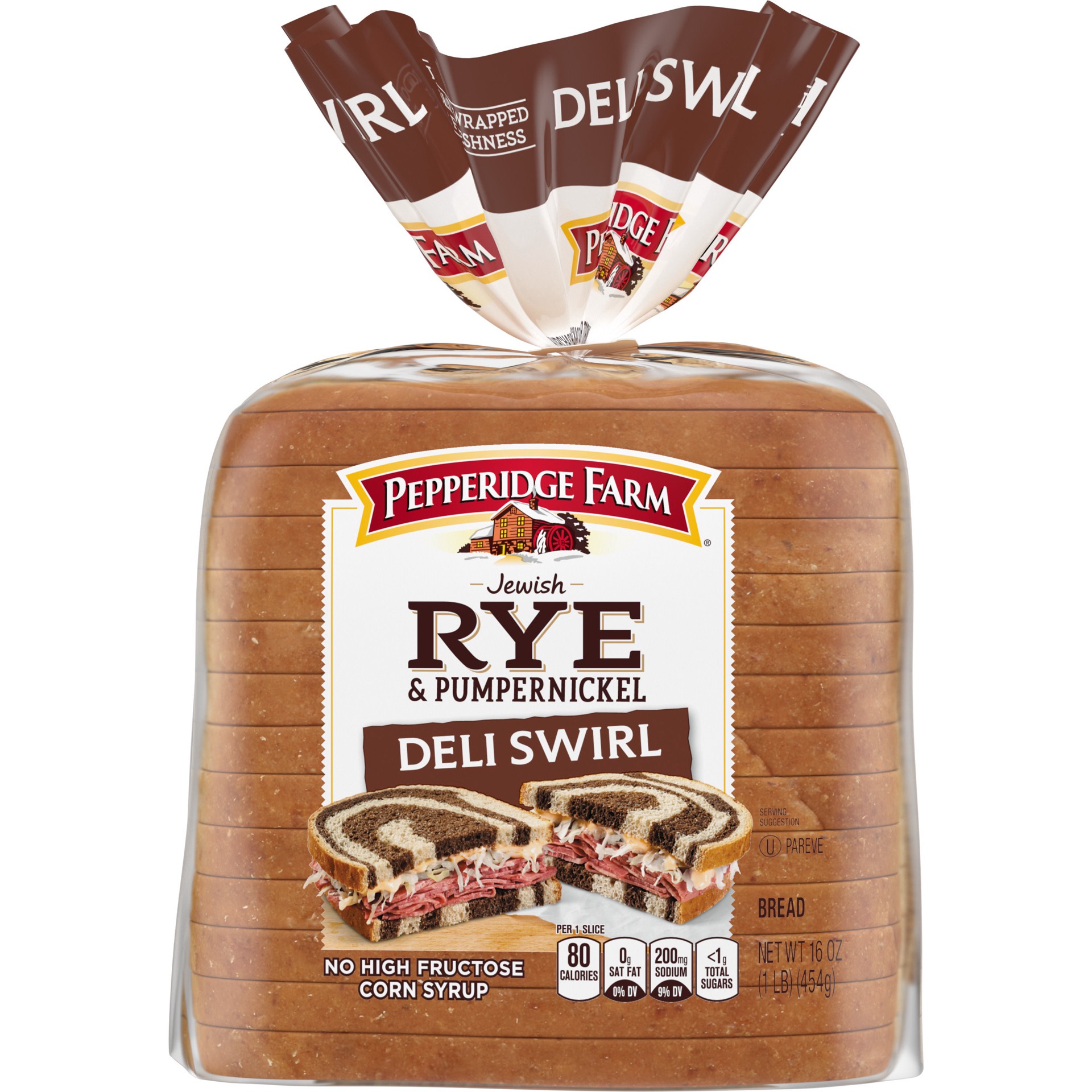 slide 1 of 5, Pepperidge Farm Jewish Rye & Pumpernickel Deli Swirl Bread, 16 oz. Bag, 16 oz