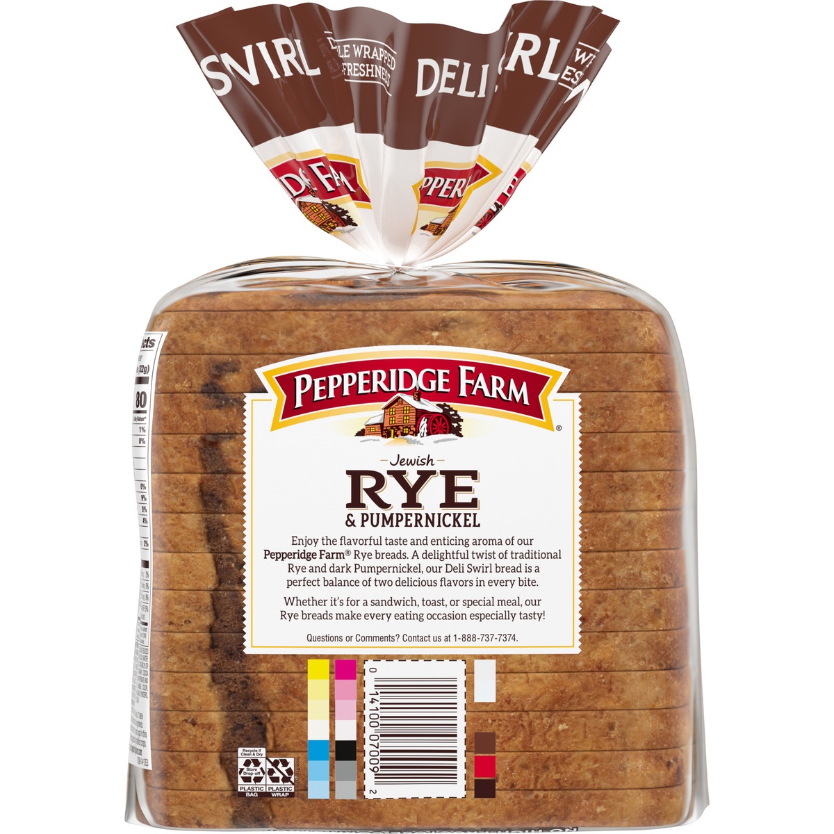 slide 10 of 11, Pepperidge Farm Rye & Pumpernickel Deli Swirl Bread, 16 oz
