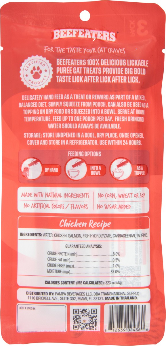 slide 10 of 14, Beefeaters Lickables Puree Chicken Recipe Cat Treat 3 - 0.53 oz Packs, 3 ct