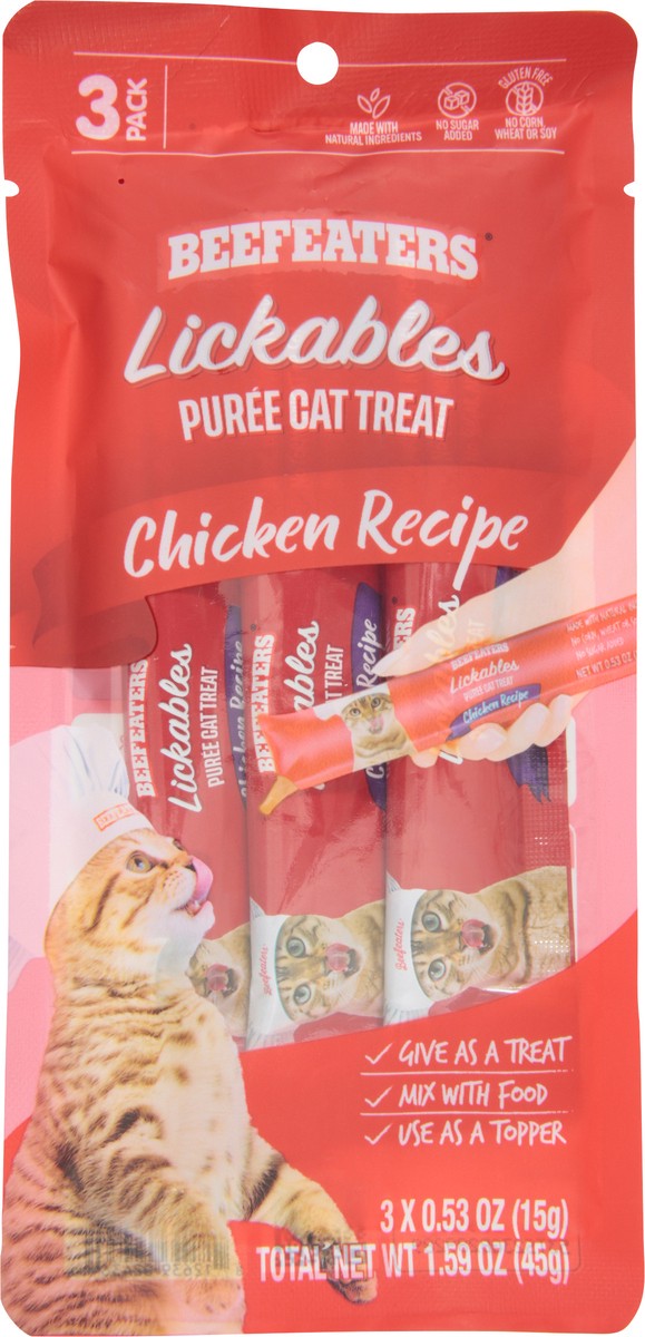 slide 13 of 14, Beefeaters Lickables Puree Chicken Recipe Cat Treat 3 - 0.53 oz Packs, 3 ct