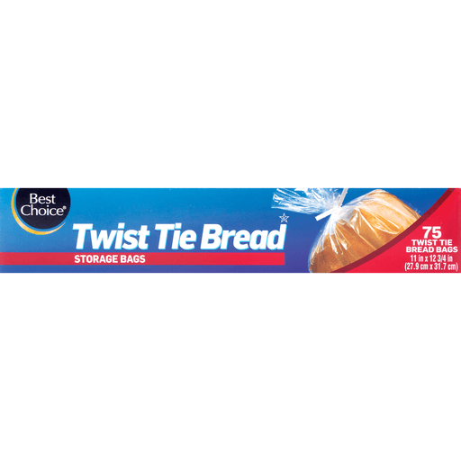 slide 1 of 1, Best Choice Twist Tie Bread Storage Bags, 75 ct