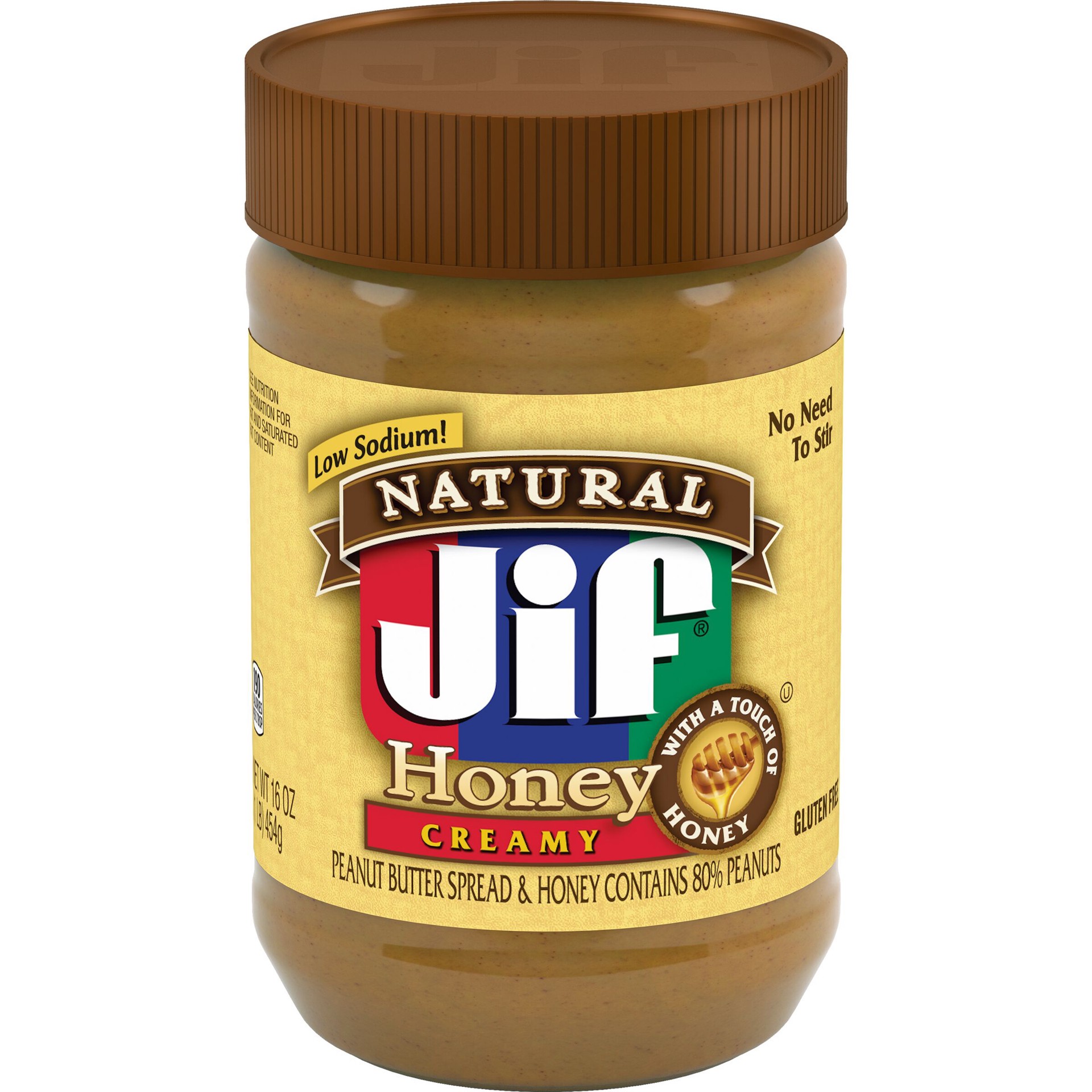 slide 1 of 2, Jif Natural Creamy Peanut Butter & Honey, 16 oz