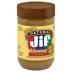 Jif Natural Creamy Peanut Butter Spread and Honey – Contains 80% Peanuts, 16 Ounces