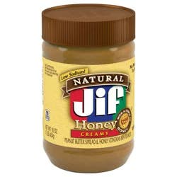 Jif Natural Creamy Peanut Butter Spread and Honey – Contains 80% Peanuts, 16 Ounces