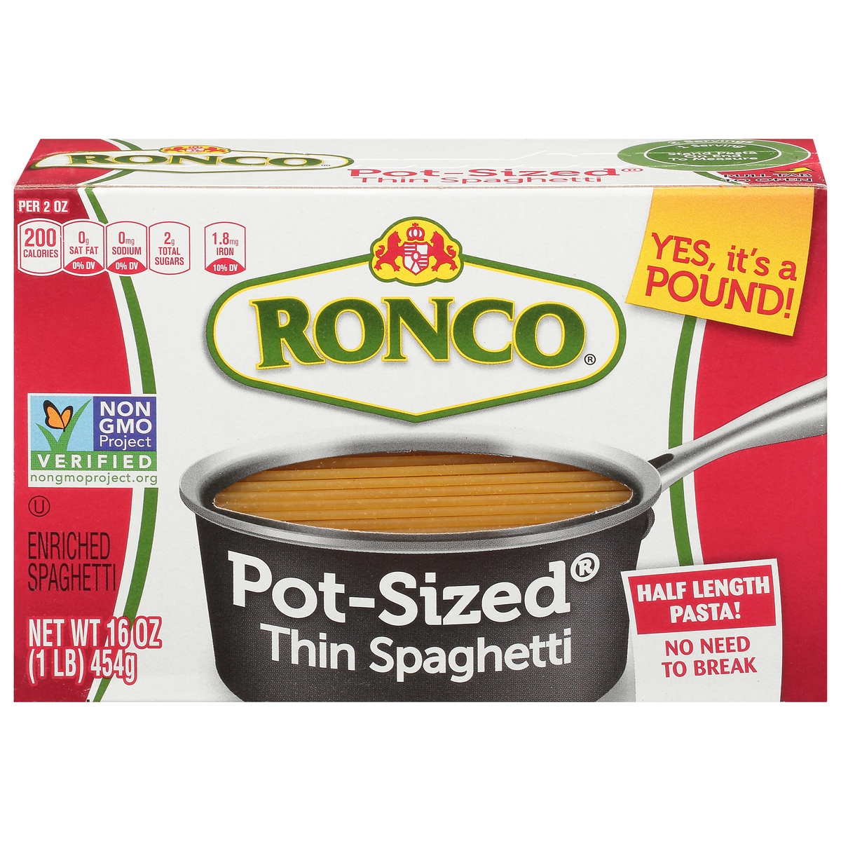 slide 1 of 1, Ronco Pot-Sized Thin Spaghetti, 16 oz