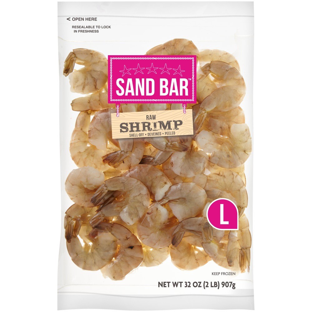 slide 1 of 1, Sand Bar Large Peeled & Deveined Shrimp Shell-Off, 2 lb