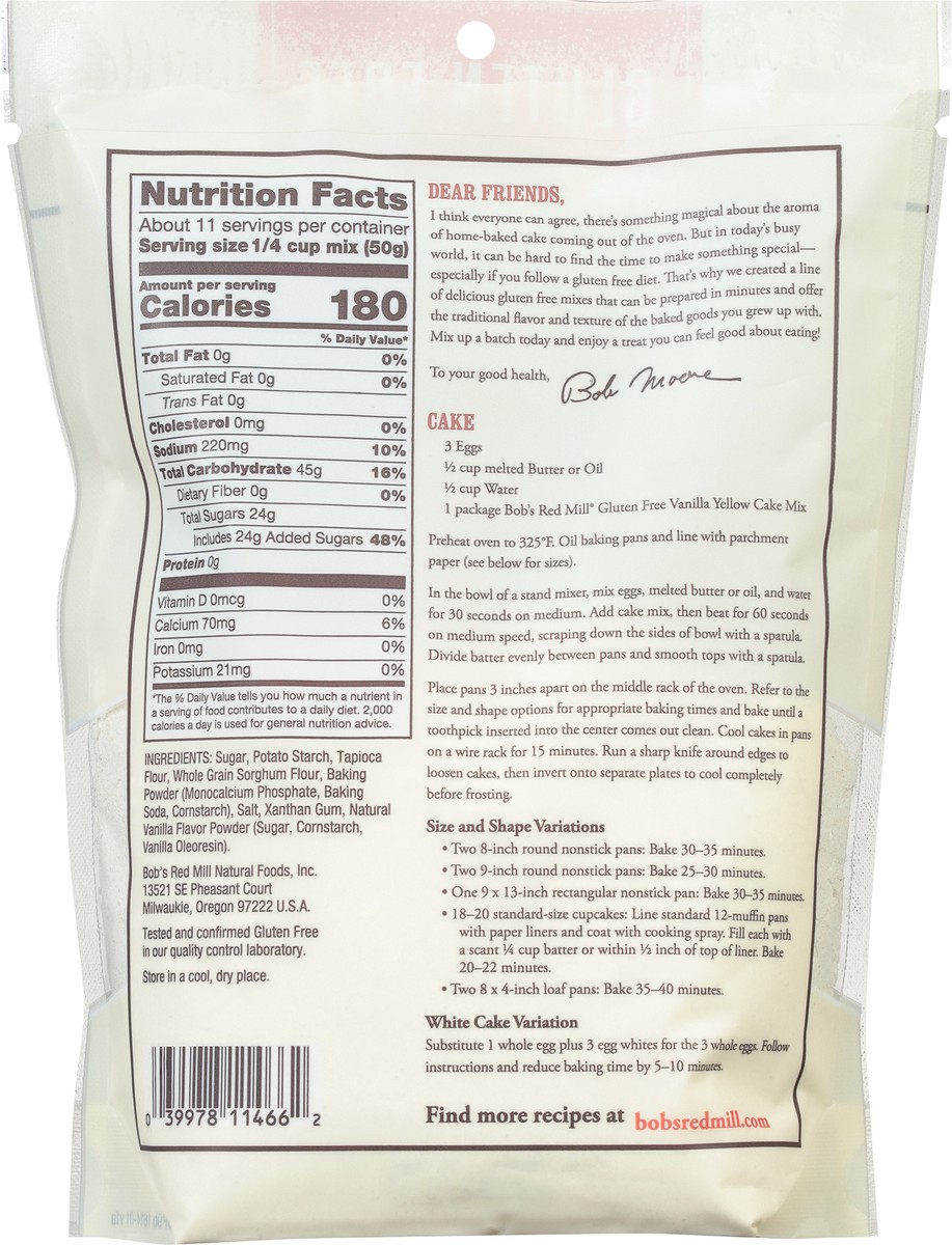 slide 6 of 9, Bob's Red Mill Gluten Free Vanilla Yellow Cake Mix 19 oz, 19 oz
