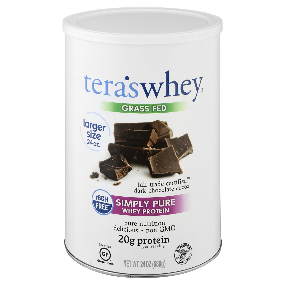 slide 1 of 12, Simply Teras Simply Tera Organic Simply Pure Fair Trade Chocolate Whey Protein Powder, 24 oz