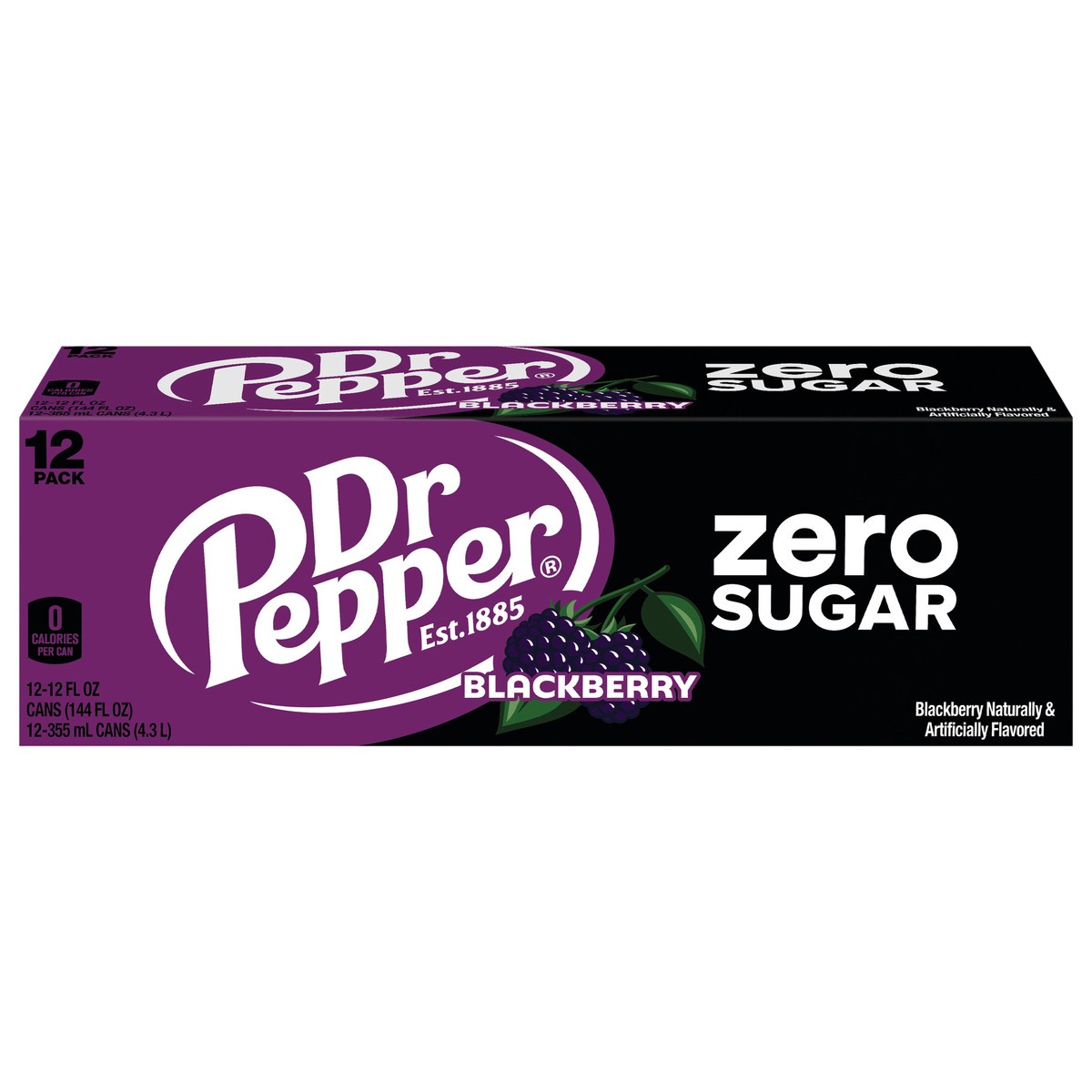 slide 1 of 14, Dr Pepper Blackberry Zero Sugar Soda, 12 Pack 12 fl oz Cans, 12 ct; 12 oz