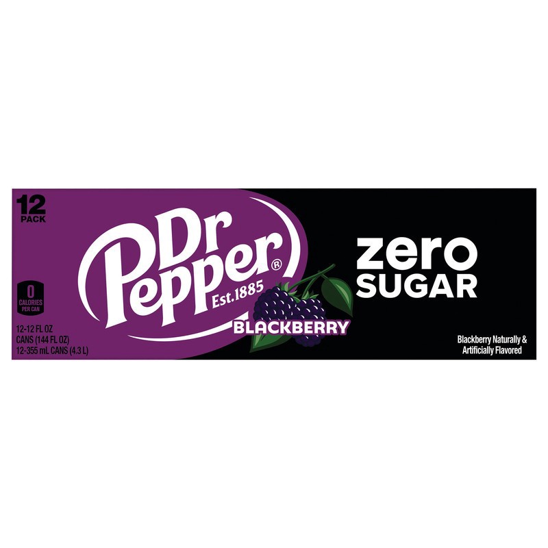 slide 1 of 1, Dr Pepper Blackberry Zero Sugar 12 Pack Can Soda, 12 ct; 12 oz