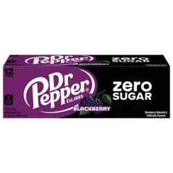Dr Pepper Blackberry Zero Sugar Soda, 12 Pack 12 fl oz Cans
