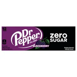 Dr Pepper Blackberry Zero Sugar Soda, 12 Pack 12 fl oz Cans