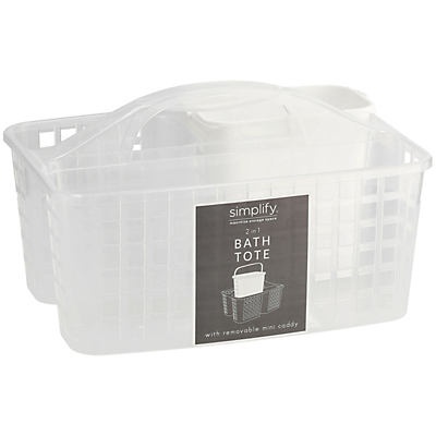 slide 1 of 1, Simplify Clear Frosted 2-in-1 Bath Tote with Removable Caddy, 1 ct