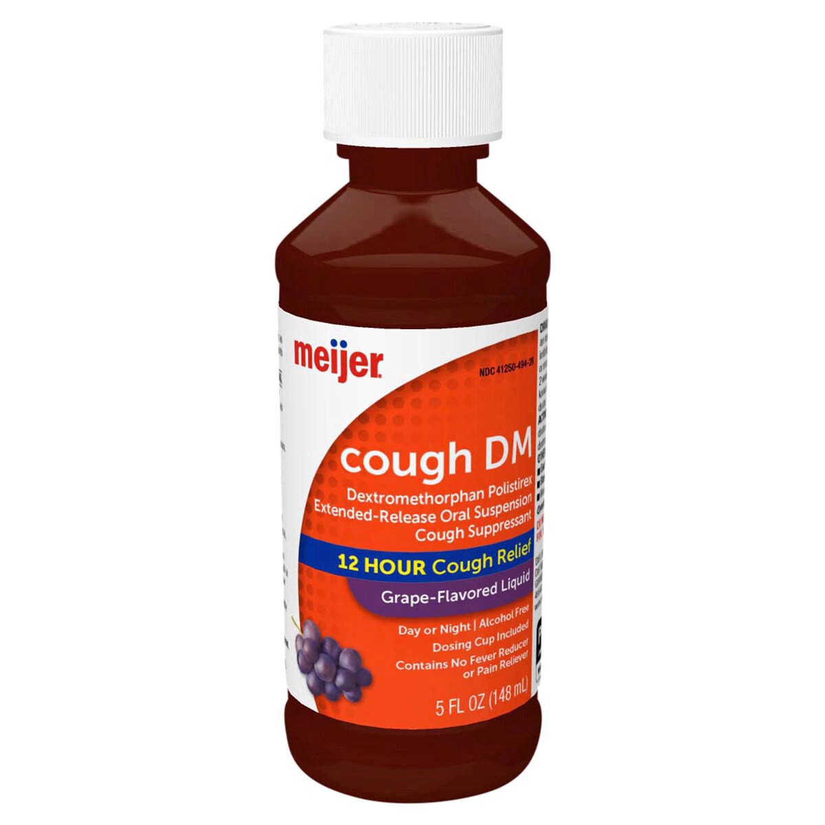 slide 9 of 29, Meijer Cough Suppressant DM, Grape Flavor, 5 oz