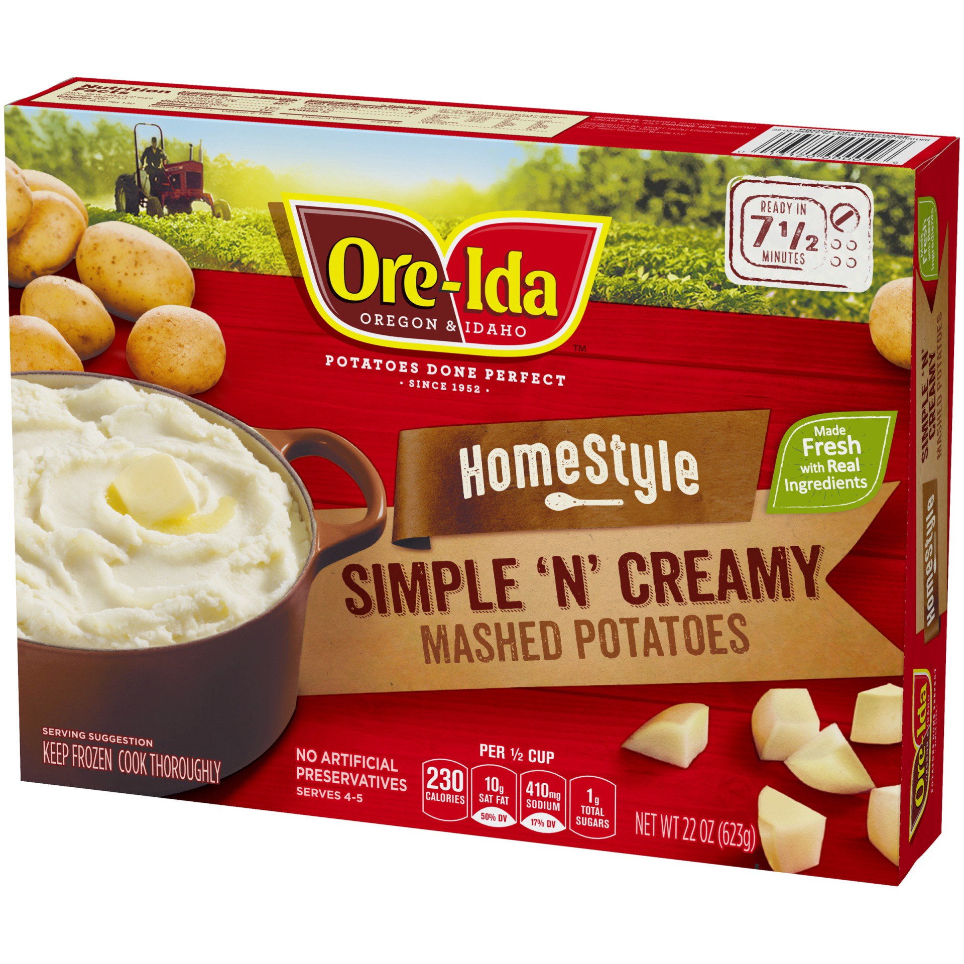 slide 6 of 9, Ore-Ida Home Style Simple'N' Creamy Mashed Potatoes Frozen Side Dish, 22 oz